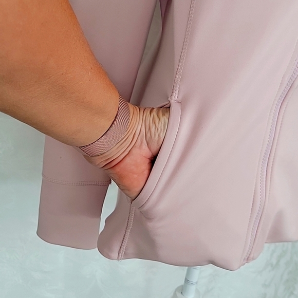 Layer8 Qwick-Dry Ladies Lux Knit Jacket Size L Pink Zip Closure 2 Front Pockets - Picture 3 of 8